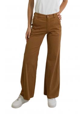 Pantalone chino in cotone con elastico dietro leggero palazzo